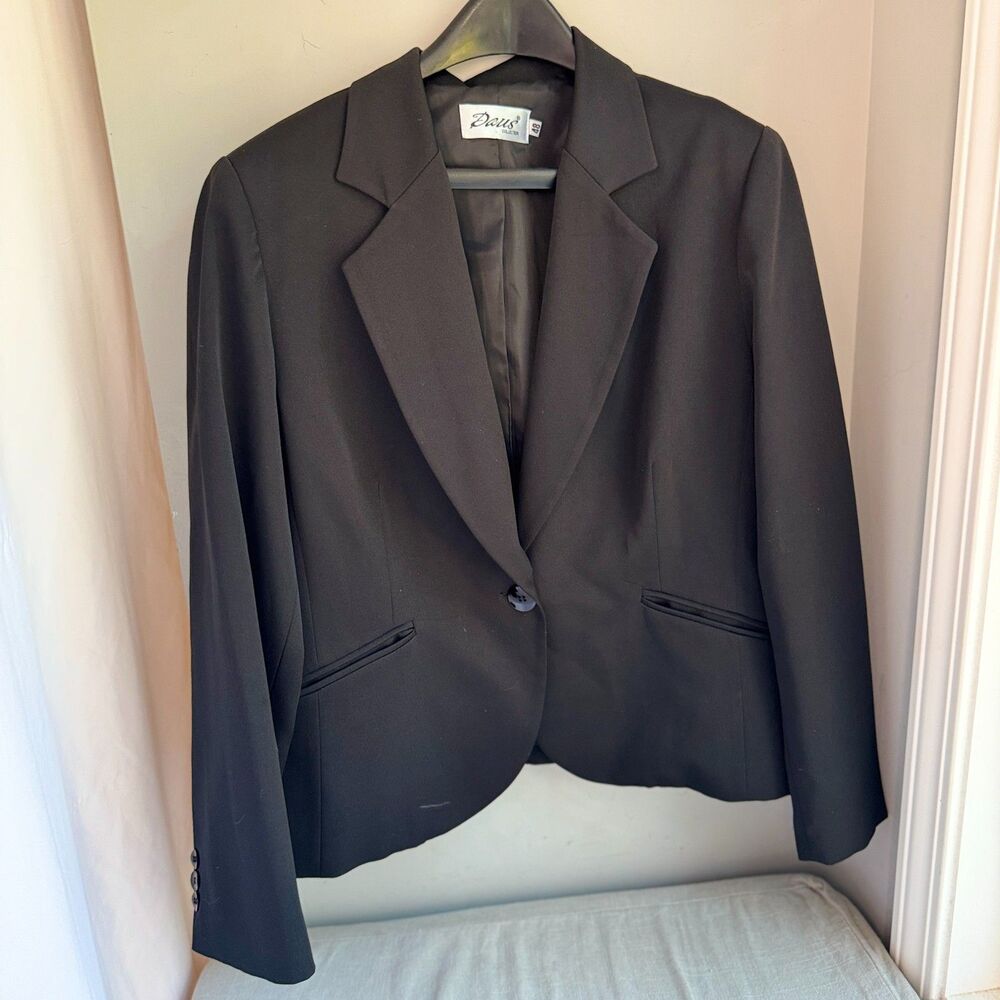 Daus Collection Women's 48 Black Suit Jacket Blazer Long Sleeve Stretch
